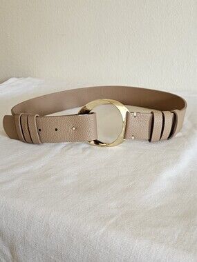 Express Women's Taupe Circle Buckle Leather Belt